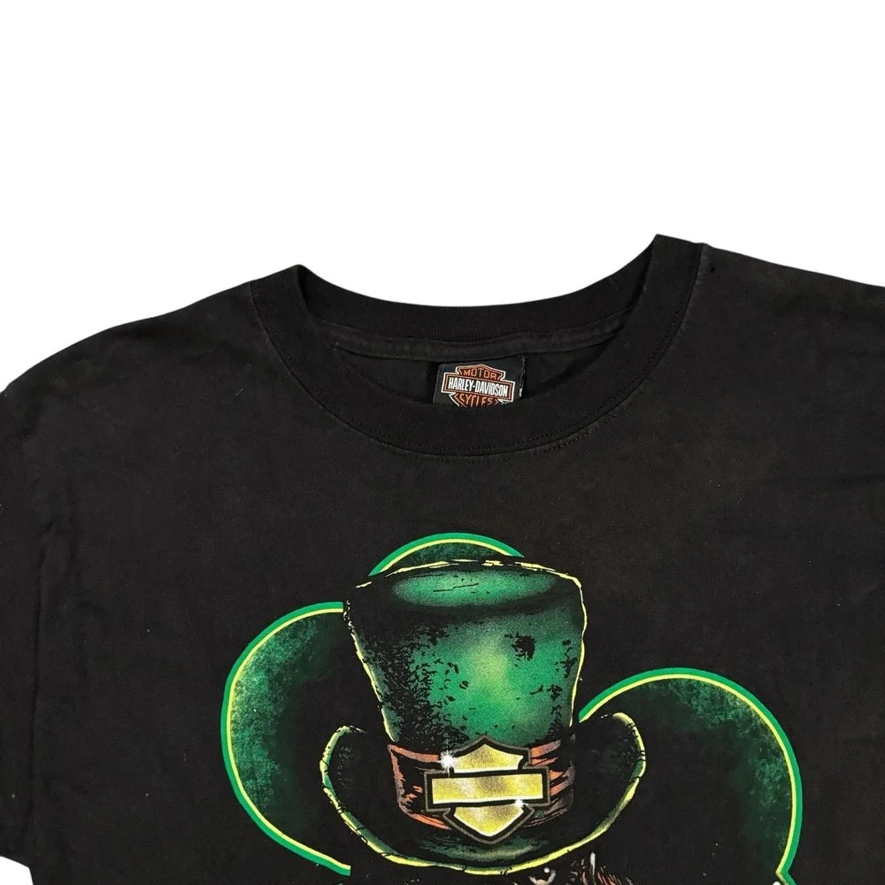 Harley-Davidson Feeling Lucky Graphic Tee‎ Mens Small Shamrock Skull Leprechaun